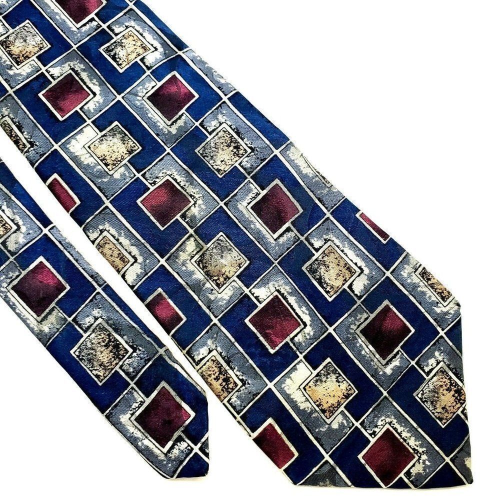 Robert Talbot Studio Silk Tie Blue Geometric Print Classic